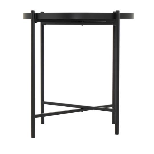 Black Metal Abstract Wavy Accent Table with X-Shaped Base
